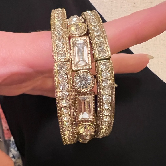 Gold and Crystal 3 Bracelet Set - Picture 2 of 5